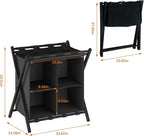 aboxoo Luggage Rack with storage, Guest Room Folding Suitcase Stands, Holds up to 120 lb, Space Saving Suitcase Holders for guest room, Bedroom Hotel, Black