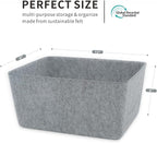 Welaxy Felt Storage Bin, Wide Deep Drawer Organizer Caddy for Makeup, Jewelry, Stationery, Closet & Bathroom, Minimalist Box (Gray Bin, M)