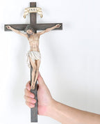 BC Catholic Crucifix Wall Cross 16" H Jesus Christ Indoor Home Decor Religious Collectable Gifts Renaissance Sculpture Handmade by Buildclassic