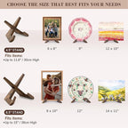 ANBOXIT Plate Stand for Display - 3 Pack 4.5 Inch Holder, Wooden Picture Frame Easel, Decorative Table Top Brown
