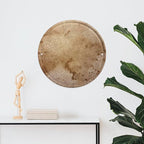 Wall Picture, with Golden Floral Design Printed Circular Iron Hanging Picture,Wall Art Decor,Home for Bedroom Living Room Bathroom Decor,Iron Painting 11.8X11.8 in