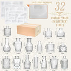 Glass Bud Vase Set of 32PCS Wedding Centerpieces for Tables,Mini Clear Bud Vases for Flowers,Small Flower Vases Suitable for Birthday Party,Anniversary,Wedding,Baby Shower (Clear, 32PCS)
