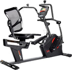 Sunny Health & Fitness Elite Recumbent Cross Trainer & Elliptical Machine with Arm Exercisers for Home Arm/Leg Training, Easy Adjust Seat & Mesh Backrest, Free SunnyFit App Bluetooth Connectivity