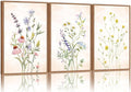 SIGNINART Watercolor Wildflower Framed Canvas Wall Art Set of 3, Boho Botanical Spring Floral Wall Decor, Colorful Minimalist Plant Art Prints for Farmhouse Living Room, Bedroom, Office, Bathroom 16"x24"