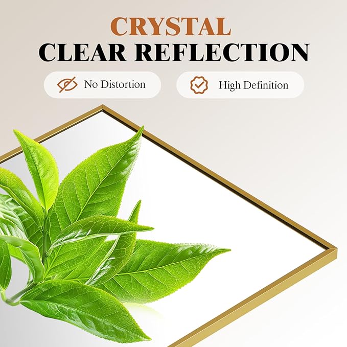 DUMOS 47"x14" Full Length Door Mirror, Full Body Mirror with Aluminum Alloy Thin Frame, Leaning or Hanging, Suitable for Bedroom, Livingroom, Cloakroom, Gold