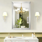 Bathroom Mirror for Over Sink,24x36Inch Silver Thick Anti-Rust Metal Frame, Rectangle Decorative Wall Mirror with HD Tempered Glass, Horizontal or Vertical Mount for Vanity, Bathroom,Living Room