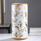 Ceramic Umbrella Stand Living Room Floor-Standing Freestanding Cane Chinese Umbrella Stand Multifunctional Painted Porcelain Vintage Ceramics Flower Vases for Home Office Entrance Indoor(C)