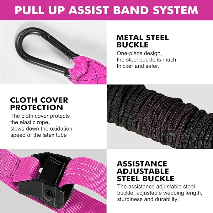 HPYGN Two Foots Pull Up Assistance Bands, Heavy Duty Resistance Band for Pull Up Bar, Adjustable Weight/Size with Fabric Feet/Knee Rest, Bands for Pull Up Assist for Strength Training, Pull Up