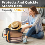 Oversized Clear Hat Storage Box for Women, Cowboy Hat Organizer for Closet, Wide Brims Hat Case with Carrying Handles, Hat Bag (Black)