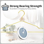 SPECILITE Metal Wire Clothes Hangers Bulk 30 Pack with Notches for Standard Size Coats, Shirts, Suits, Pants, Heavy Duty, Space-Saving, Gold