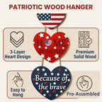 4th of July Decorations Patriotic Door Sign, American Flag Heart Hanging Wreath, Patriotic Decor Wooden Front Door Hanger for Independence Day Memorial Day Porch Wall Outdoor Indoor Home Decor