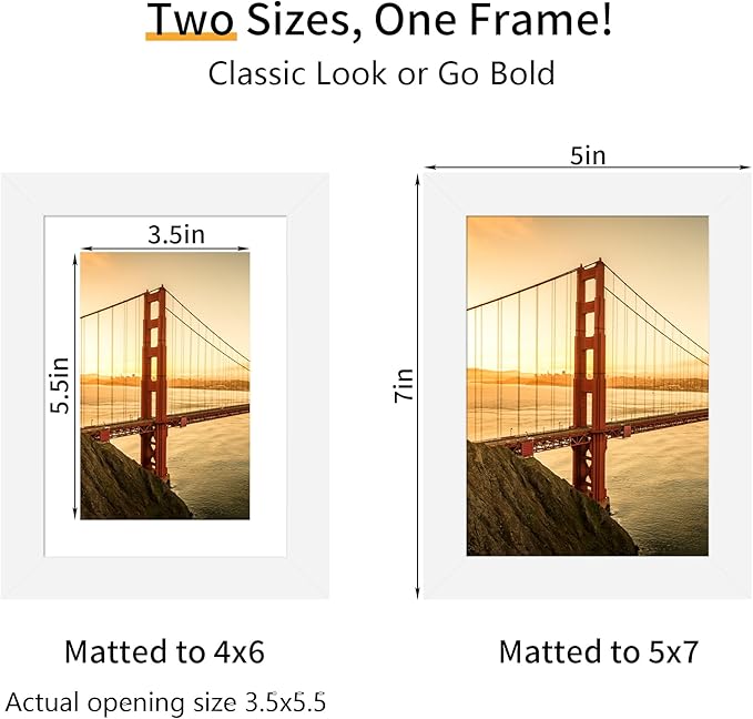 5x7 Picture Frame 3 Pack - White Poster Frame Display Pictures 4x6 with Mat or 5 x 7 Without Mat for Wall Hanging Horizontal and Vertical