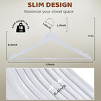 Wooden Hangers 20 Pack, Smooth Wood Hangers with 360° Swivel Hook & Notches, Slim Coat Hanger Wooden for Closet, White