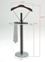 Kings Brand Silver/Walnut Finish Wood & Metal Suit Valet Rack Stand Organizer,