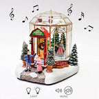 Christmas Village Lighted Tree Shop by Moments in Time LED Musical Holiday Building with Battery Operation, Handcrafted Décor for Christmas Village Display 7.5”