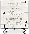 5" Rustic 3 Little Birds Wooden Sign - 'Every Little Thing is Gonna Be Alright' Inspirational Plaque with Metal Stand, Farmhouse Tabletop Decor for Home, Office, or Room, Gift for Friends & Family-A08