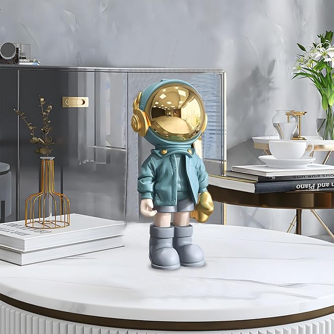 Dosker Small Astronaut Statues Mini Spaceman Sculpture Polyresin Arts Gifts Blue Figurine Ornament Room Decor for Men,Home and Desktop Accessories Tabletop Decoration, Living Room, Office, Bookshelf