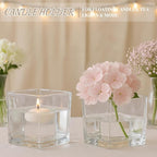 CONNOO 9 Pack Square Glass Vase 4" x 4" x 4", Clear Bulk Flower Vases for Centerpieces, Square Glass Cube Vase Floating Candle Holders for Wedding Party Home Decor