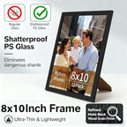 Lyeasw 8x10 Picture Frames Black 12 Pack, Matted Wood Grain Lightweight 8 x 10 Photo Frames for Wall Collage and Desk & Home Decor, with Horizontal or Vertical Placement.