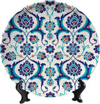 Turkish Decorative Ceramic Plates, 6 Inch, DarkTurquoise Round Display Plate, Home Wobble-Plate with Display Stand, for Display Living Room Kitchen Closet Table Decor