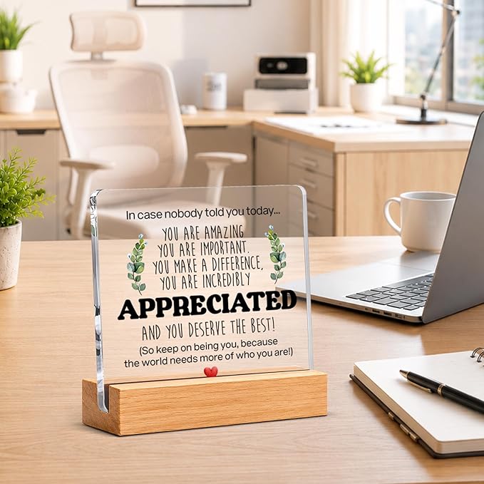 Thank You & Appreciation Gifts Bulk for Coworkers, Friends, Women and Men, Inspirational Gift Ideas, Motivational Desk Decor for Office Home, 4 x 4 Inches, Set of 6