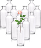 Peohud Set of 12 Glass Bud Vases, Clear Small Flower Vases, Decorative Glass Bottles Floral Vases for Home Decor, Wedding Reception, Party