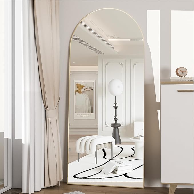 Full Length Mirror 71"x25" Arch Mirror Floor Mirror with Stand Wall Mirror Gold Arched Full Body Mirror Standing Hanging or Leaning Against Wall Bedroom Mirrors for Entry, Living Room