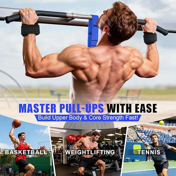 Upgraded Pull Up Assistance Bands, Heavy Duty Resistance Bands with Handles, Exercise Band with Door Anchor, Adjustable Workout Band Set for Pull Up Bar, Full Body Strength&Muscle Training, Home Gym