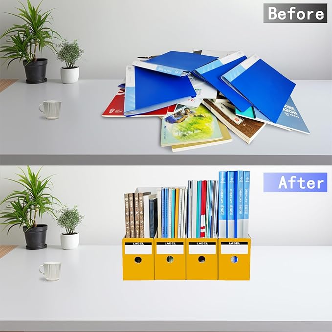 Limitliho Magazine Holde, Magazine File Holder for Home, Office, Desk, 10.6'' H×10.2'' L ×3.5''W Magazine Storage Box (Yellow, 6 Pack)