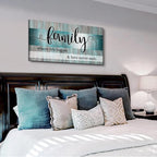 Family Wall Decor Teal Wall Art for Kitchen Dining Room Family Sign for Home Decor Wall Inspirational Quotes Canvas Prints Rustic Farmhouse Painting Artwork for Living Room Home Decorations 20x40"