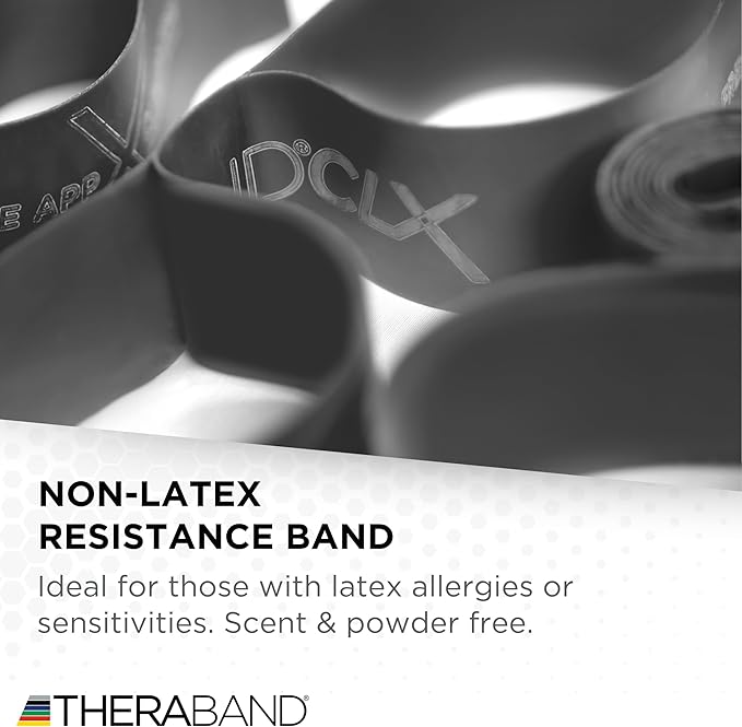 THERABAND CLX Resistance Band with Loops, 5-Foot Non-Latex Exercise Band for Mobility, Rehab, Stretching & Home Workouts, Color-Coded Resistance Levels