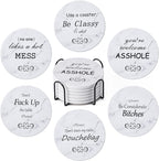 Hoewina 6Pcs Drink Coasters with Holder, Marble Style Ceramic Drink Coaster, Absorbent Coasters Set Suitable for Kinds of Cups, Modern Style Coasters for Coffee Table, 4 Inches（Style 10）