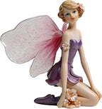Comfy Hour Flower Fairy Figurine in Pastel Violet Dress, Whimsical Mythical Statue, Fairyland Collection Collectible for Home Office Shelves, Artisan Crafted Polyresin Desktop Accent, 1 Unit