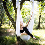 5.5 Yards Aerial Silks Yoga Swing Set - Aerial Yoga Hammock Kit Anti-Gravity Flying for Fitness, Low/Non Stretch Nylon Tricot Fabric Hardware Included for Dance