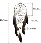 Dream Catchers for Adults with Luminous Beads Dream Catcher with 7 Chakra Handmade Wall Decor with Native Feather Hanging Ornament for Bedroom Brown