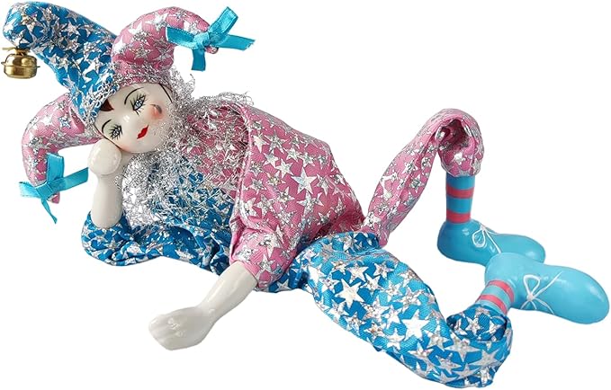 Maxyoung 14 Inch Porcelain Clown Doll Vintage Dolls Figurine, Collectible Figure, Hand Painted Toy, Christmas Halloween Birthday Gift, Twisted Body