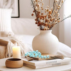 Misdary Modern Glass Beads Garland with Tassels, Blue Home Accent for Home Tray Shelf Coffee Table Living Room, Boho Decor Indoor Outdoor Stylish Tabletop Decoration, 25.6 Inch