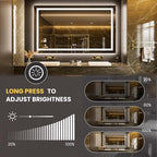 LOAAO 68"x36" LED Bathroom Mirror with Lights, Anti-Fog, Dimmable, Backlit + Front Lit, Lighted Bathroom Vanity Mirror for Wall, Memory Function