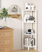 IBUYKE 4 Tier Corner Shelf Stand,Industrial Corner Display Rack,Corner Bookshelf for Living Room, Bedroom, Kitchen, Home Office, White WBC014W