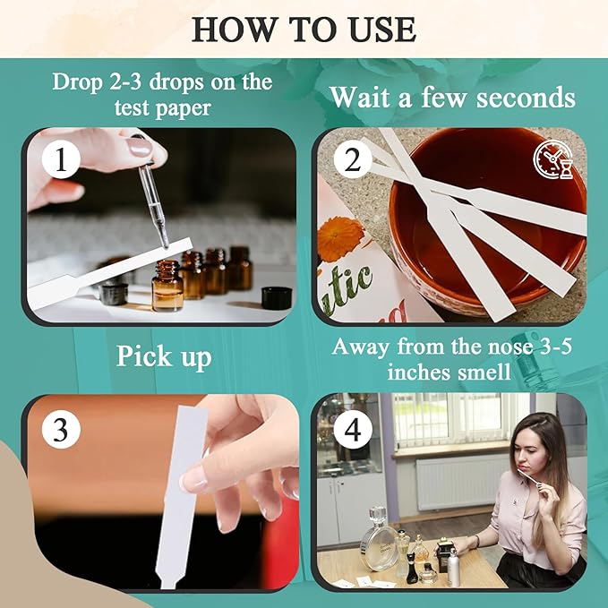 1000 Pieces Perfume Tester Strips - Perfume Blotter Essential Oils Paper Test Strips -Premium Fragrance Tester Strips for Scent Evaluation - Fragrance Strips for Aromatherapy & Spice Oils (White)