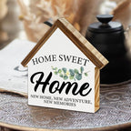 Housewarming Gifts, New House Decor, Home Sweet Home House Shaped Wooden Block Sign Living Room Decor for Desk Table Shelf