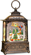 Christmas Snow Globes Lantern with Music, Winter Village Scene Snow Globes with Swirling Glitter Effects, USB/Battery Powered with 6-Hour Timer, Christmas Decorations