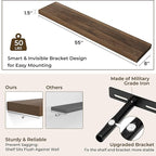 RICHFOCUS 55Inch Floating Shelves for Wall 2 Pack Shelves for Bedroom|Kitchen|Bathroom Wall Mounted Rustic Wood Floating Shelf with Invisible Brackets for Books|Storage|Decor, Walnut