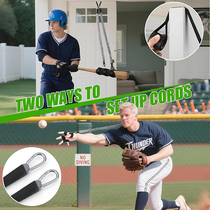 TOBWOLF 4PCS Baseball Exercise Bands with Interchangeable Grips, Baseball Resistance Trainer for Pitching & Throwing, Training Aid for Baseball Softball Pitchers to Build Arm Strength, Warm-Up