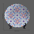 Turkish Decorative Plate Holder, 6 Inch, Colorful Pattern Turkish Round Display Plate, Home Wobble-Plate with Display Stand, Ceramic Craft for Wall Hanging Decorative