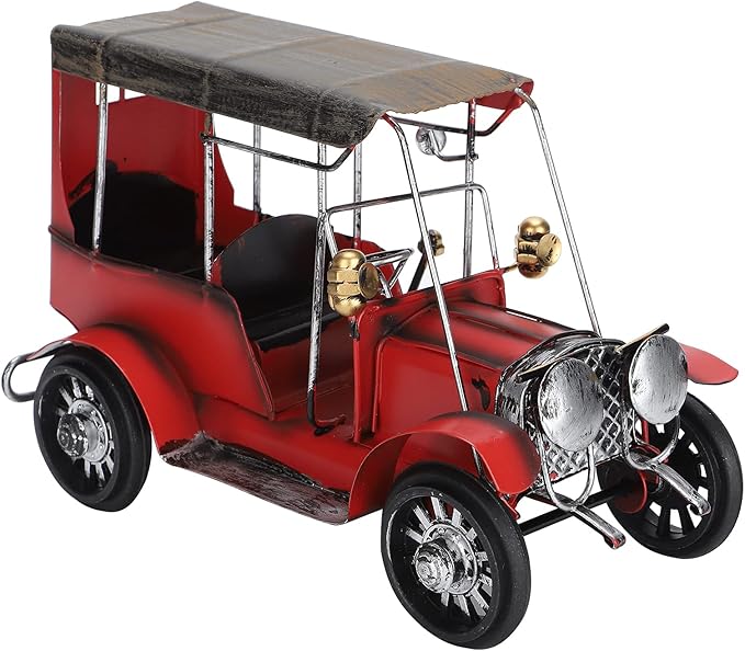 Antique Car Model, Vintage Retro Metal Car Toy, Iron Craft Desktop Ornament with Warm Finish, Decorative Collectible for Home Office Bar Display