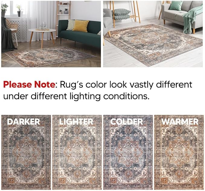 Keen Home Design 2x10 Rug - Machine Washable Runner with Non-Slip Backing, Ideal for Hallway, Entryway, Kitchen, Laundry Room - Vintage, Easy Clean, Durable, Low Pile Rug - (2'6" x 10')