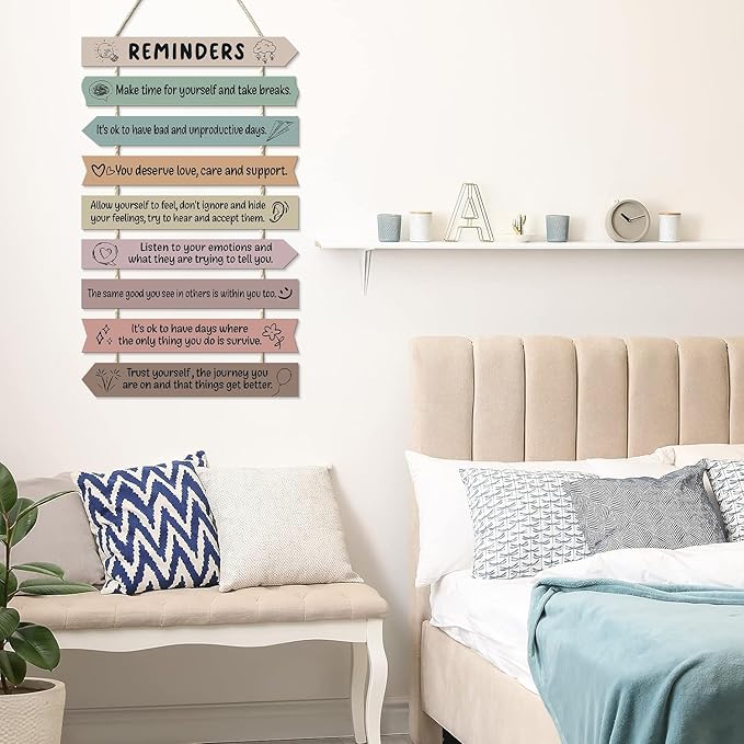 Positive Affirmations Wooden Hanging Wall Decor Mental Health Reminders Classroom Decorations Positive Psychology Affirmations Feelings Wall Pediments for Home Counseling Office High School Classroom