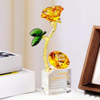 YWHL 50th Wedding Anniversary Rose Gifts for Parents Grandparents, 50 Years Happy for Couples, Crystal Rose Figurine with Amber Diamond, Romantic Valentines Day Present for Wife