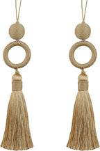 2 Pack Tassel 12 Inch Key Tassel with 4 Inch Cord Loop, Handmade Tassel with Wooden Ring, DIY Accessories for Home Decoration (Gold)